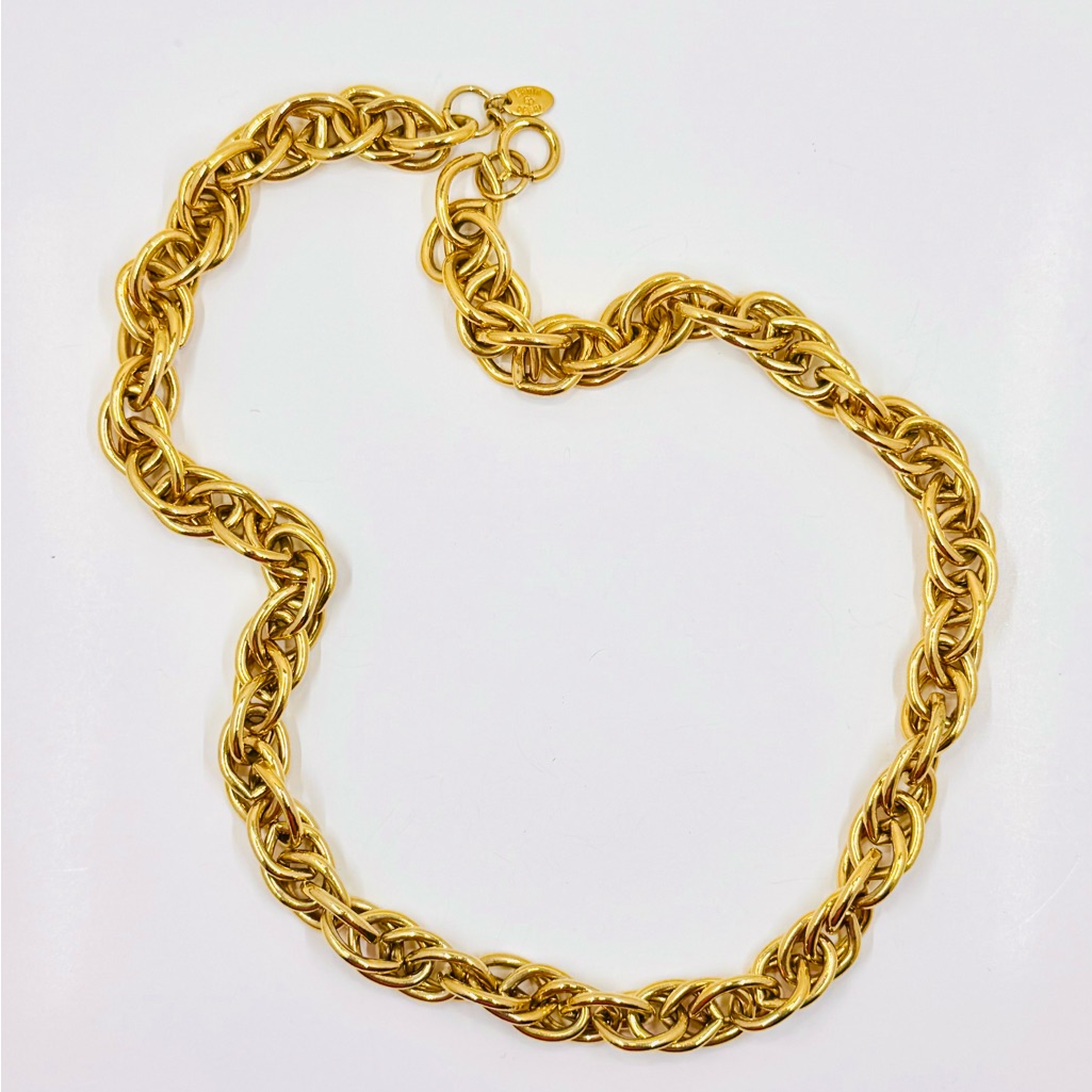 Vintage Erwin Pearl Gold Tone Chunky Rope Link Necklace 24 49$